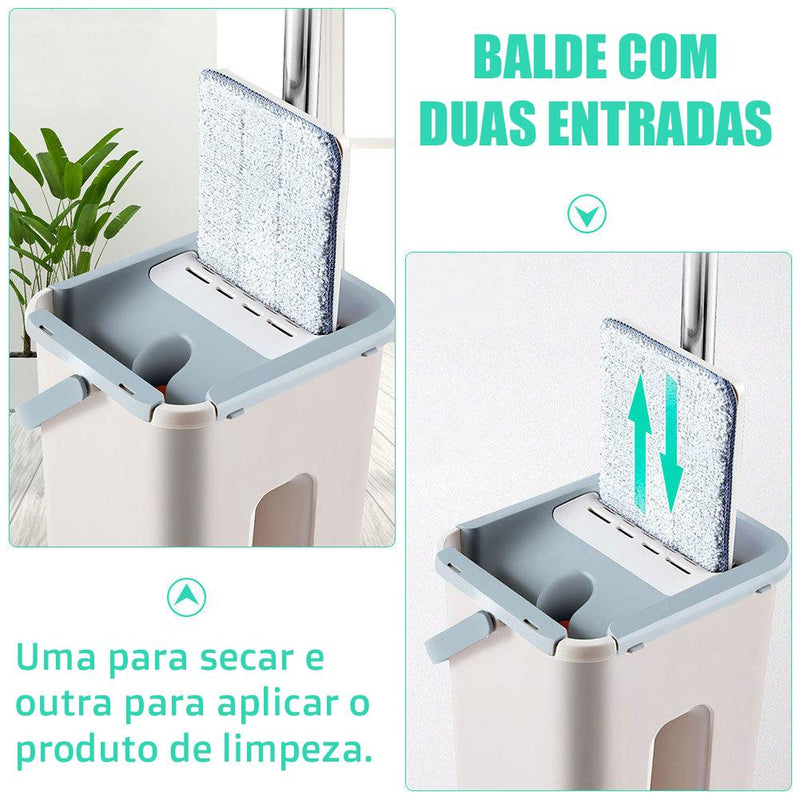 Mop Esfregão Multiuso de Microfibras com Balde – Perfeito para Pisos e Janelas