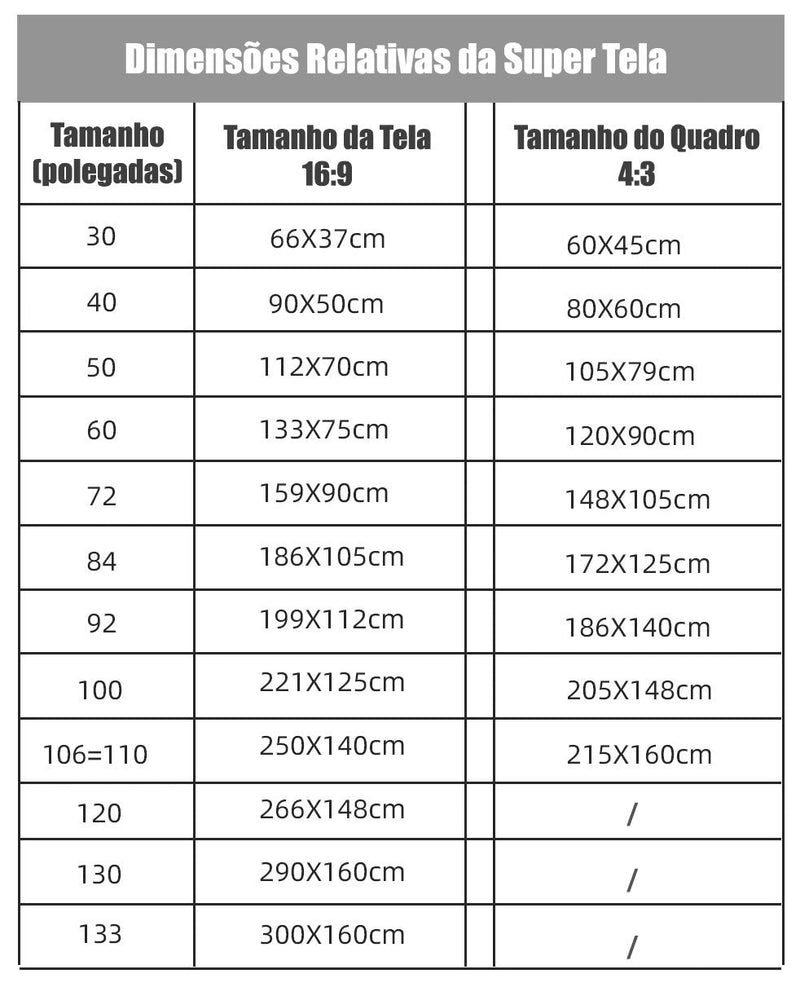 Super Tela de Projeção 4K HD, Anti Luz 16:9